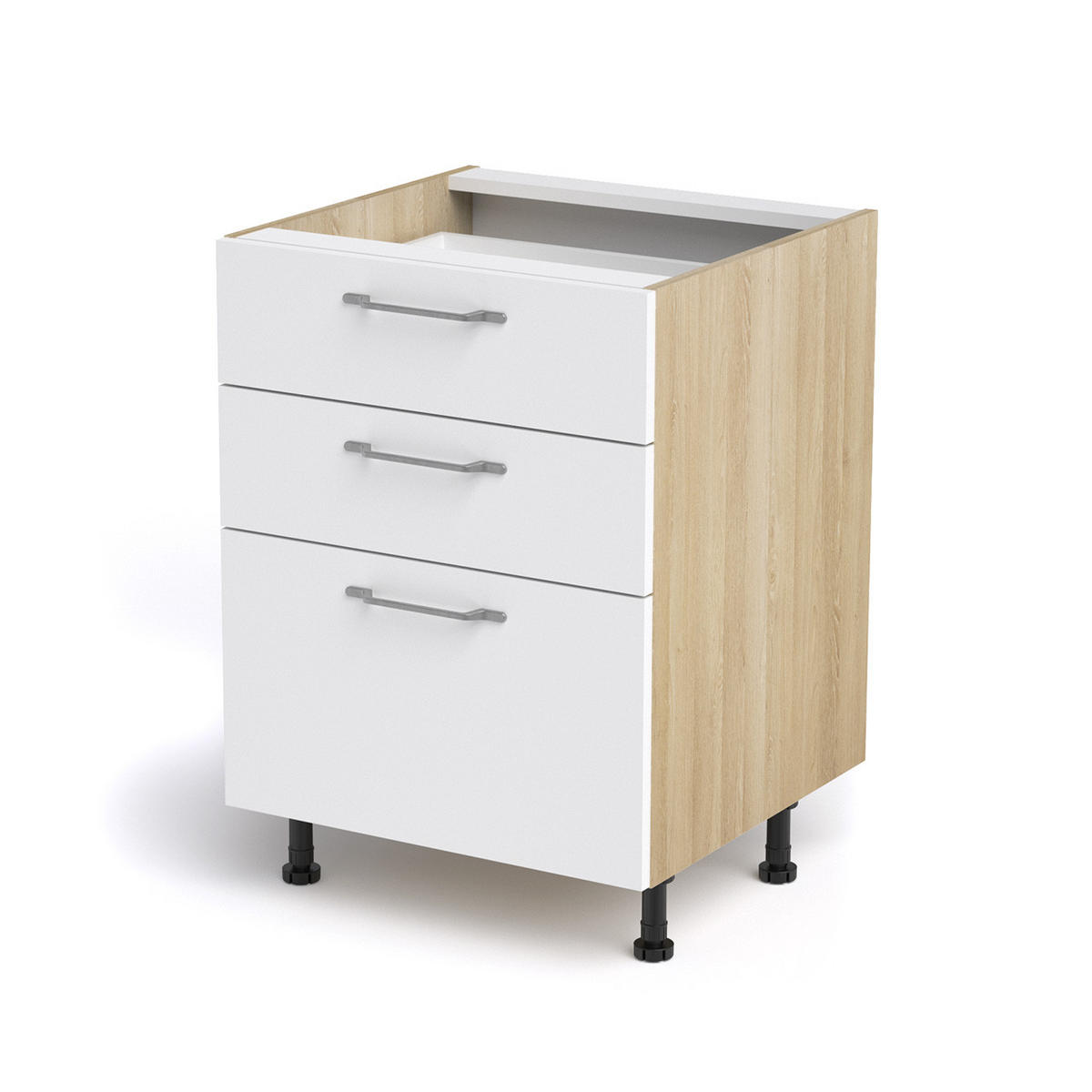SPODNJA OMARICA S PREDALI - barve jesena/bela, Basics (60/87/56cm) - Stylife