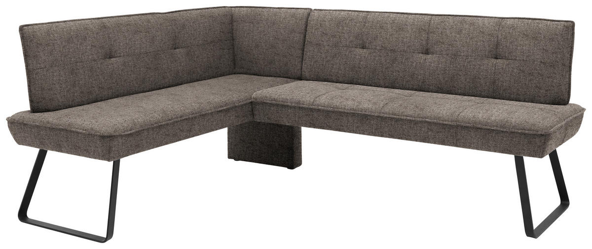 ECKBANK 134/192 cm Flachgewebe Schwarz, Hellbraun Metall   - Hellbraun/Schwarz, Design, Textil/Metall (134/192cm) - Dieter Knoll