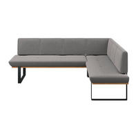 ECKBANK 225/175 cm Webstoff Grau Eiche vollmassiv   - Schwarz/Grau, MODERN, Holz/Textil (225/175cm) - Livetastic