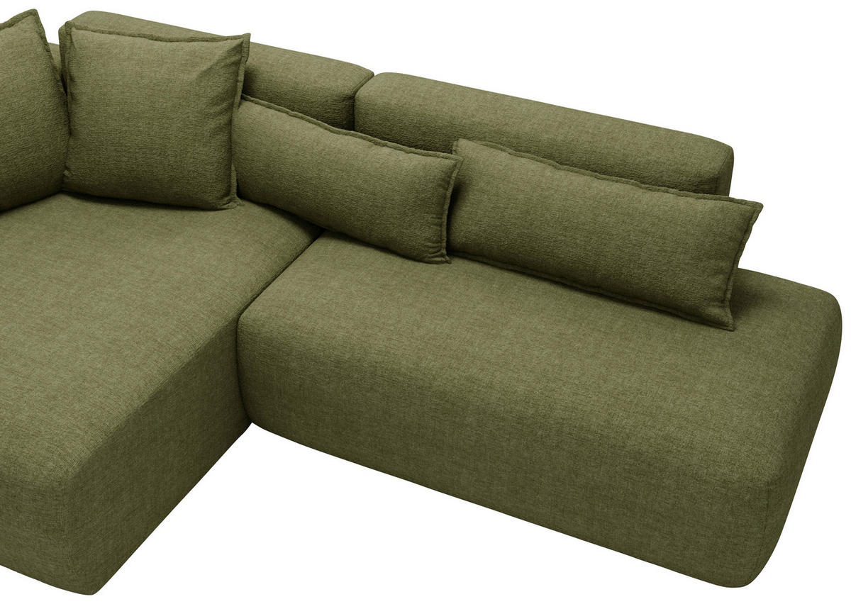 ECKSOFA Chenille Olivgrün  - Schwarz/Olivgrün, Design, Kunststoff/Textil (160/284cm) - Livetastic