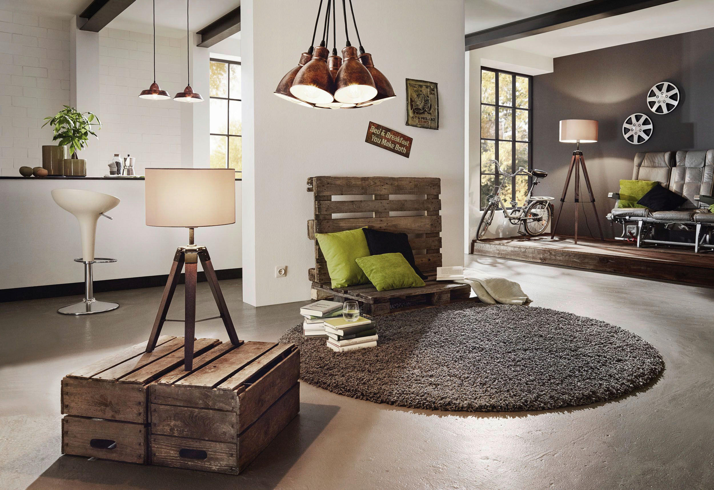 STEHLEUCHTE - Taupe/Nussbaumfarben, Natur, Holz/Textil (70/155cm) - Eglo
