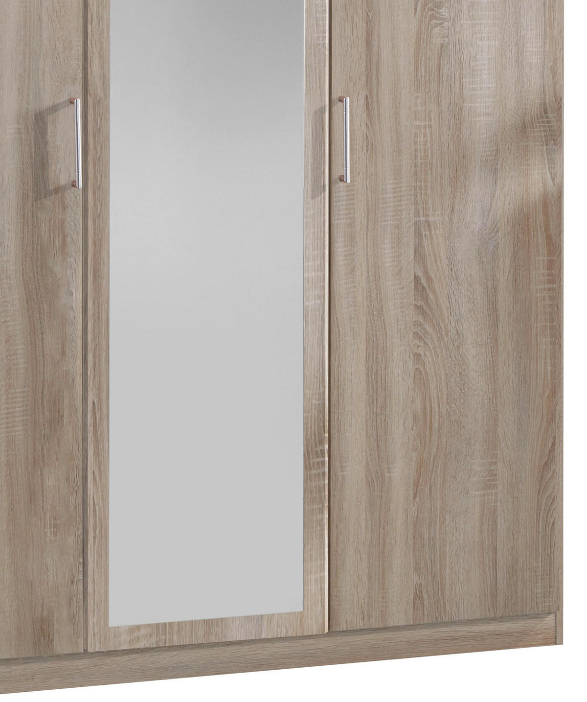 DREHTÜRENSCHRANK 135/199/58 cm 3-türig Eichefarben  - Eichefarben/Alufarben, KONVENTIONELL, Glas/Holzwerkstoff (135/199/58cm) - MID.YOU