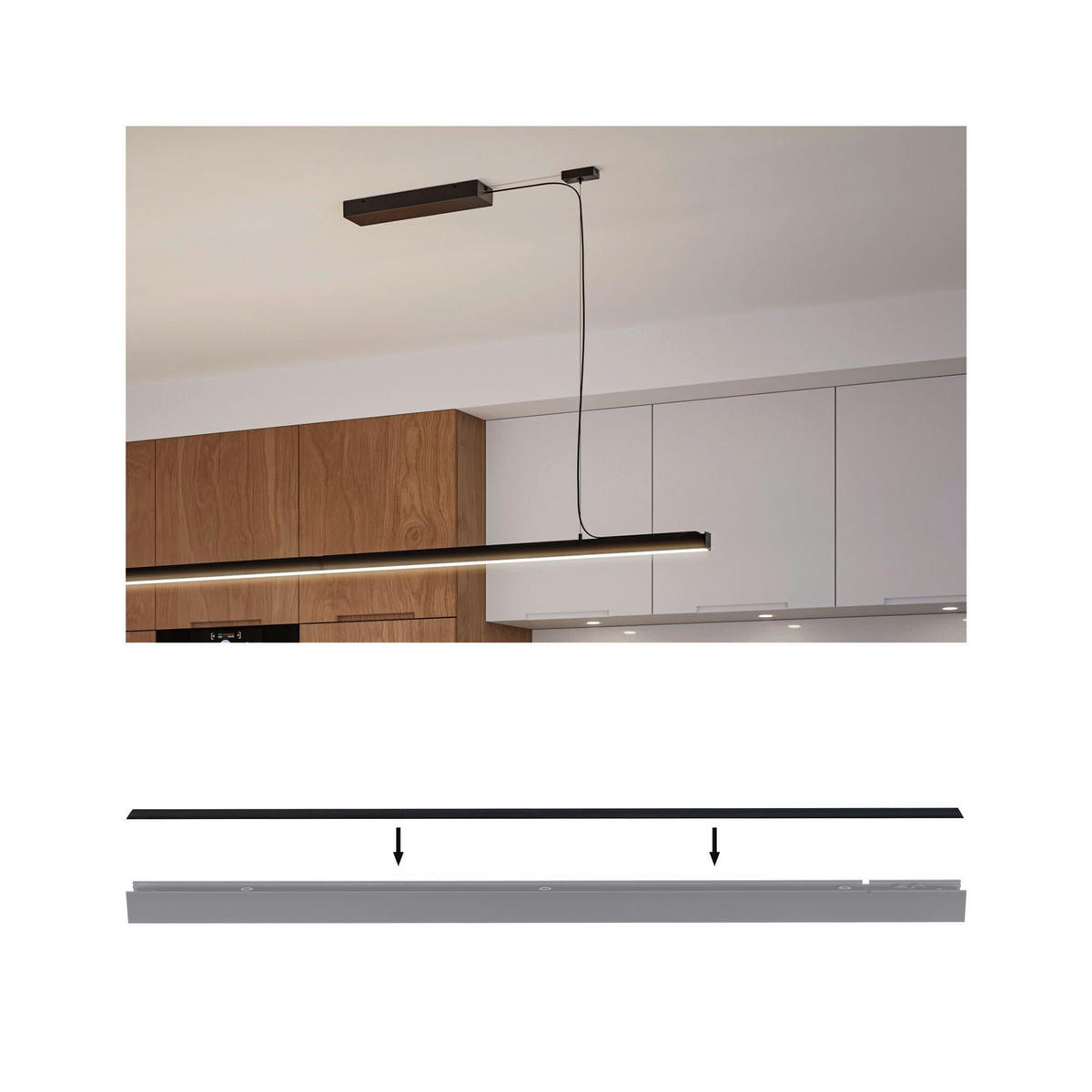 SCHIENENSYSTEM-ABDECKSCHIENE 100/3,6/0,1 cm   - Schwarz, Basics, Kunststoff (100/3,6/0,1cm) - Paulmann