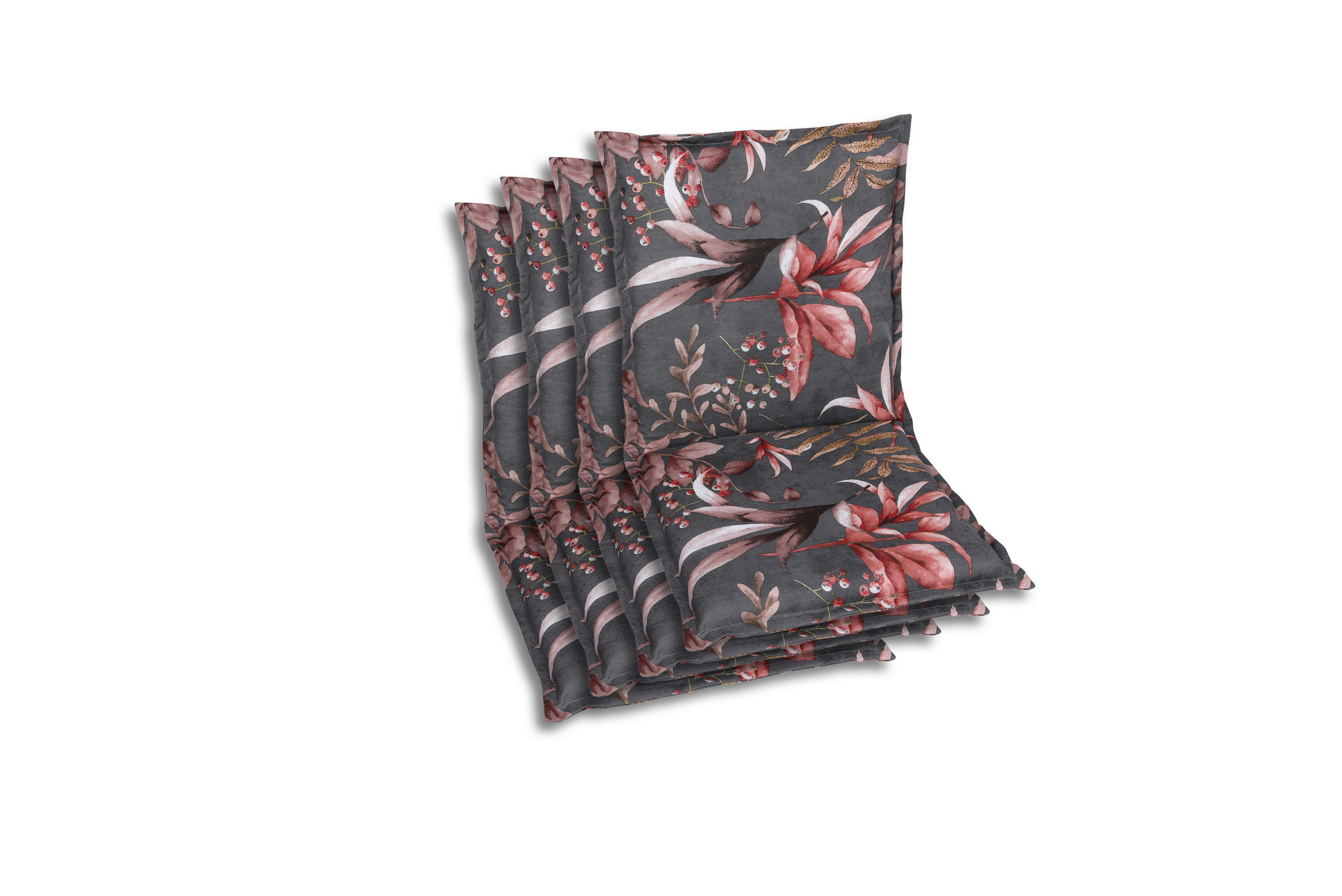 SESSELAUFLAGENSET in Anthrazit, Braun, Rosa Blätter  - Anthrazit/Braun, Basics, Textil (50/7/100cm)