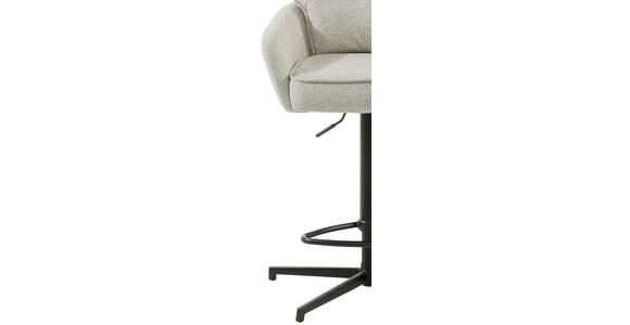 BARHOCKER Leinenoptik Schwarz, Beige Eisen Sitzfläche 360° drehbar, Stoffauswahl - Taupe/Beige, Design, Textil/Metall (58/103-123/61cm) - Novel