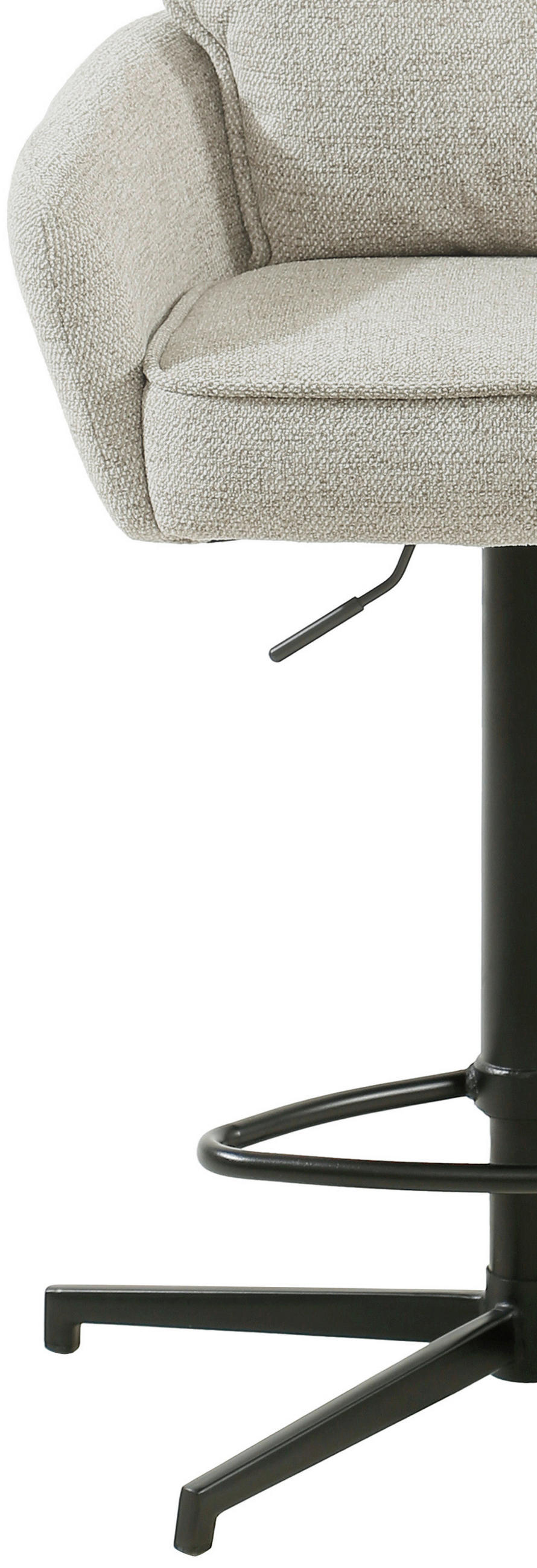 BARHOCKER Leinenoptik Schwarz, Beige Eisen Sitzfläche 360° drehbar, Stoffauswahl  - Taupe/Beige, Design, Textil/Metall (58/103-123/61cm) - Novel