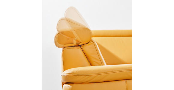ECKSOFA in Echtleder Gelb  - Gelb/Alufarben, Design, Leder/Metall (271/239cm) - Cantus