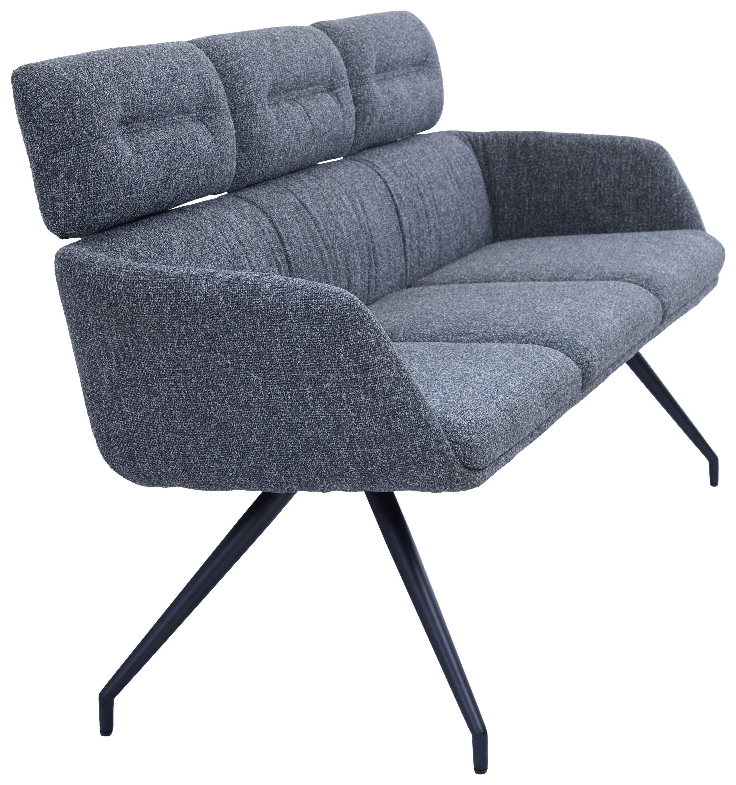 SITZBANK 200/91/70 cm Webstoff Dunkelgrau, Schwarz  - Dunkelgrau/Schwarz, Design, Textil/Metall (200/91/70cm) - Dieter Knoll