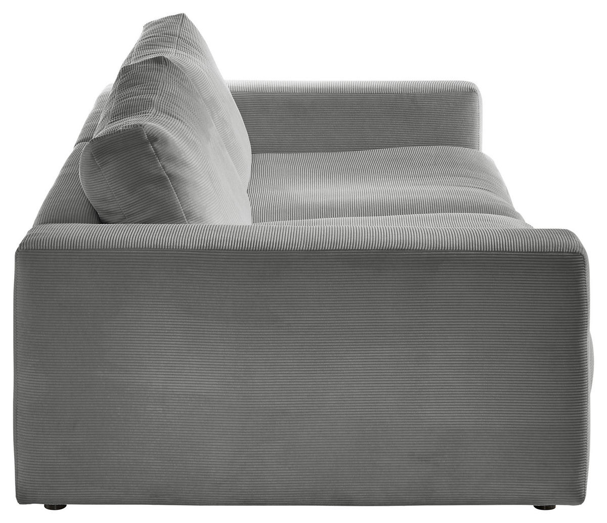 3-SITZER-SOFA in Feincord Grau  - Schwarz/Grau, Design, Kunststoff/Textil (290/86/127cm) - Lomoco
