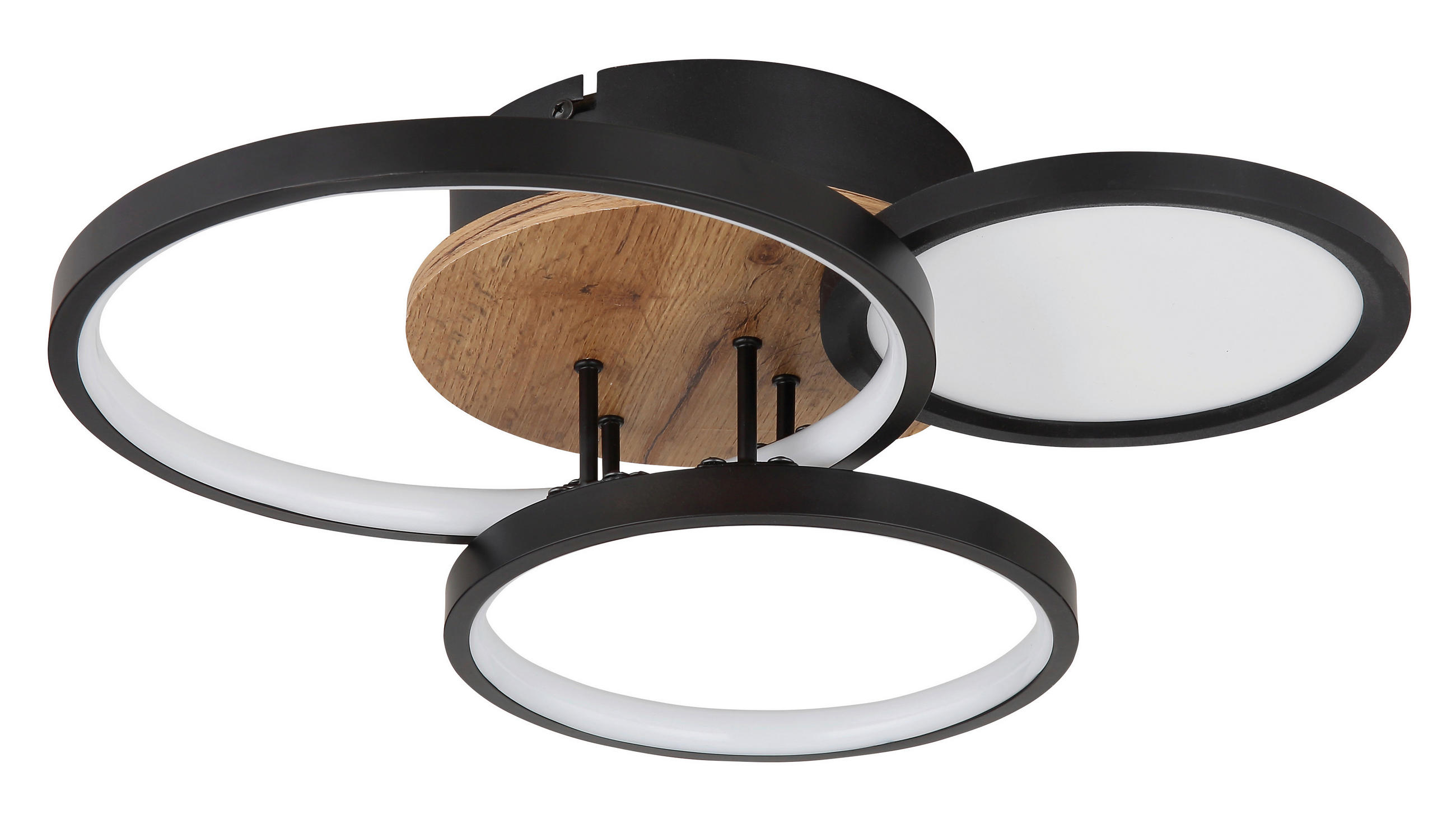 LED-DECKENLEUCHTE 40/38/10,5 cm   - Opal/Schwarz, Design, Holzwerkstoff/Kunststoff (40/38/10,5cm) - Globo