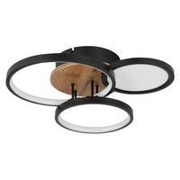 LED-DECKENLEUCHTE 40/38/10,5 cm   - Opal/Schwarz, Design, Holzwerkstoff/Kunststoff (40/38/10,5cm) - Globo