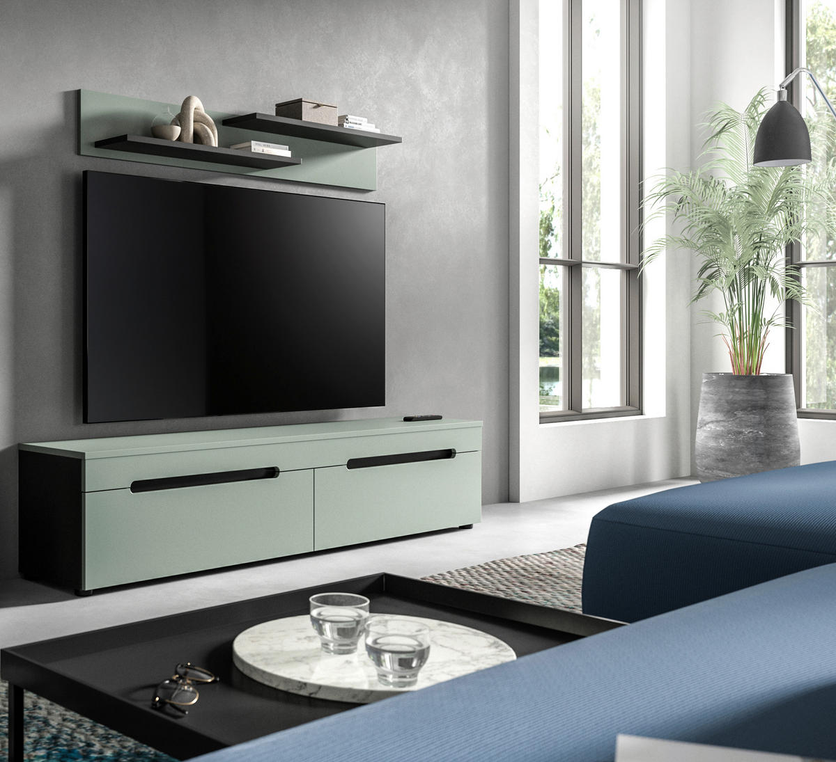 TV-SZEKRÉNY 170/38/33 cm  - fekete, Design, műanyag/faalapú anyag (170/38/33cm) - Livetastic