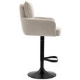 BARHOCKER Cord Schwarz, Beige Eisen Stoffauswahl, Sitzfläche 360° drehbar, inklusive Armlehnen  - Beige/Schwarz, Design, Textil/Metall (54/98-120/58cm) - Novel