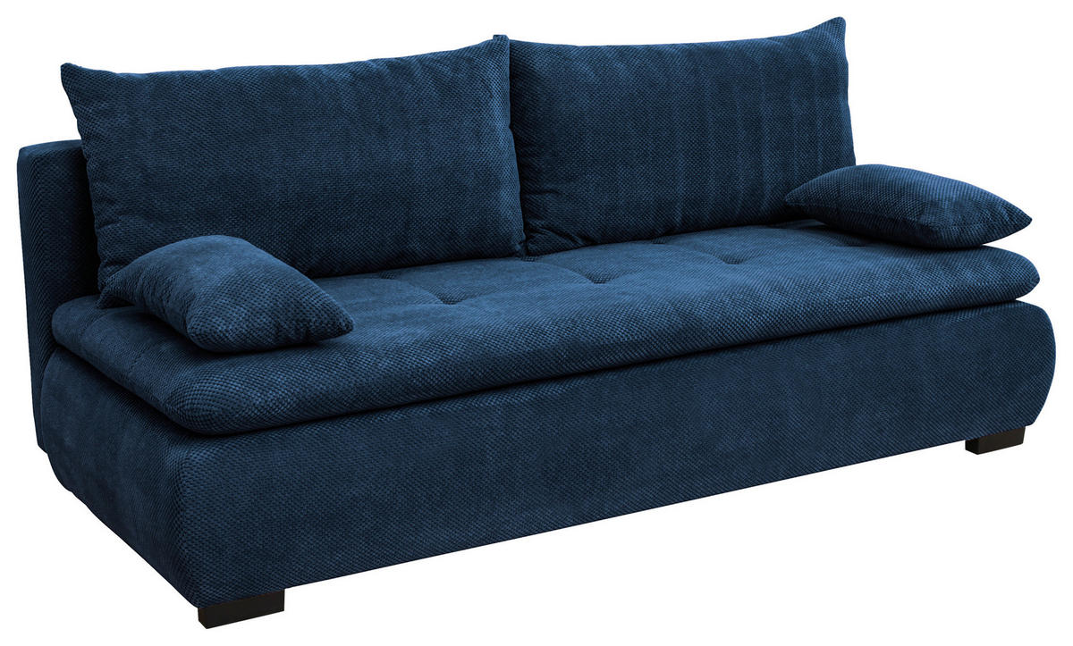 SCHLAFSOFA in Webstoff, Plüsch Dunkelblau  - Schwarz/Dunkelblau, KONVENTIONELL, Textil (203/72-96/98cm) - Novel