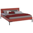 BETT 180/200 cm,  in Rot, Koralle  - Koralle/Rot, Design, Metall (180/200cm) - Xora