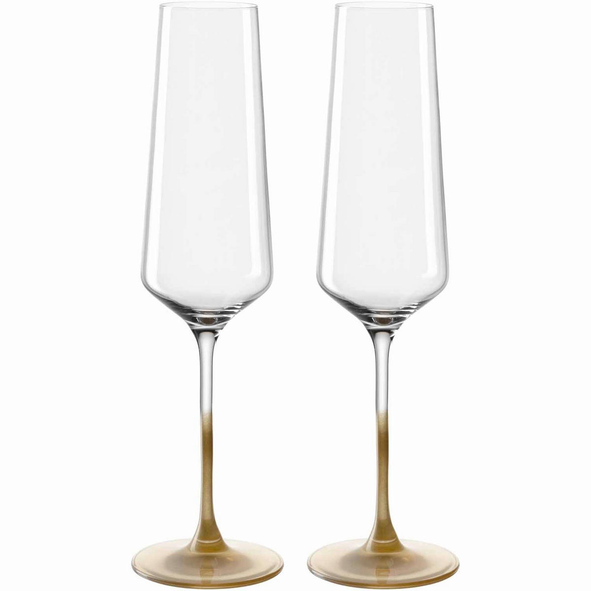 SEKTGLAS 280 ml 2-teilig  - Klar/Goldfarben, LIFESTYLE, Glas (15,3/27/7,8cm) - Leonardo