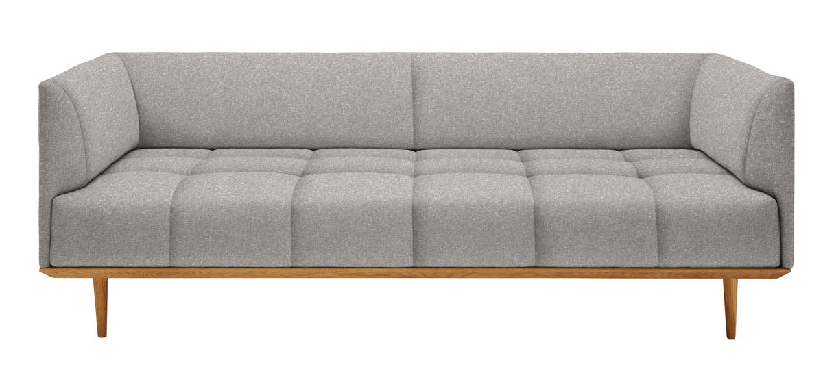 BIGSOFA Flachgewebe Grau  - Grau, MODERN, Holz/Textil (220/77/120cm) - Joka
