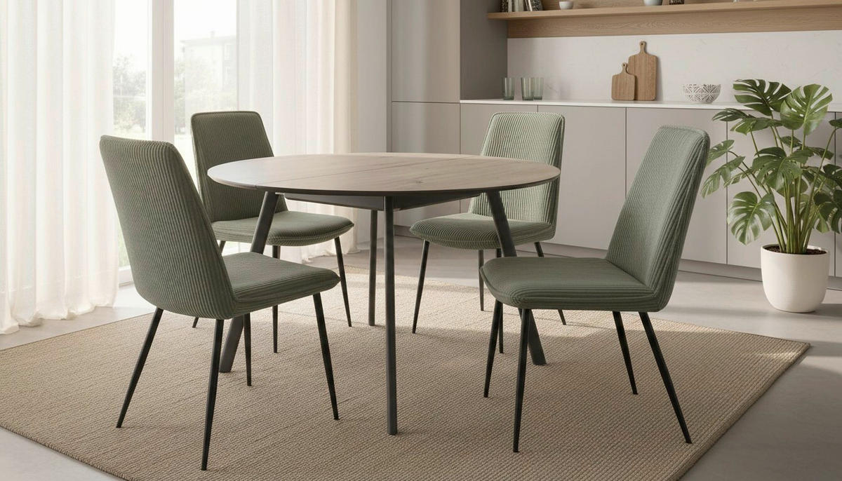 ESSTISCH 120/160/120/76 cm Nachbildung  Metall, Holzwerkstoff ausziehbar oval Schwarz, Eiche Artisan  - Schwarz/Eiche Artisan, MODERN, Holzwerkstoff/Metall (120/160/120/76cm) - Livetastic