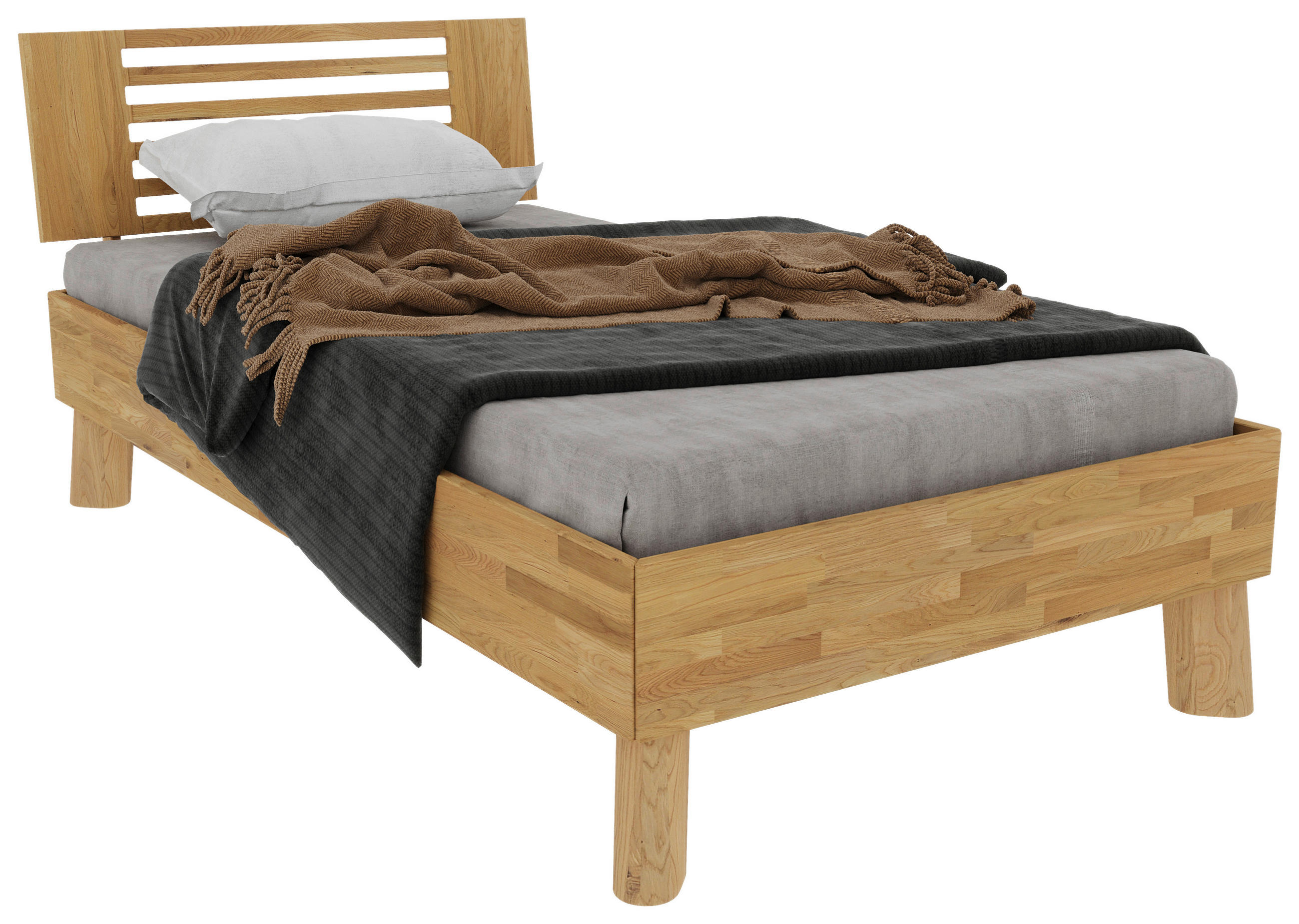 BETT 100/200 cm  in Naturfarben, Wildeiche  - Wildeiche/Naturfarben, MODERN, Holz (100/200cm) - MID.YOU