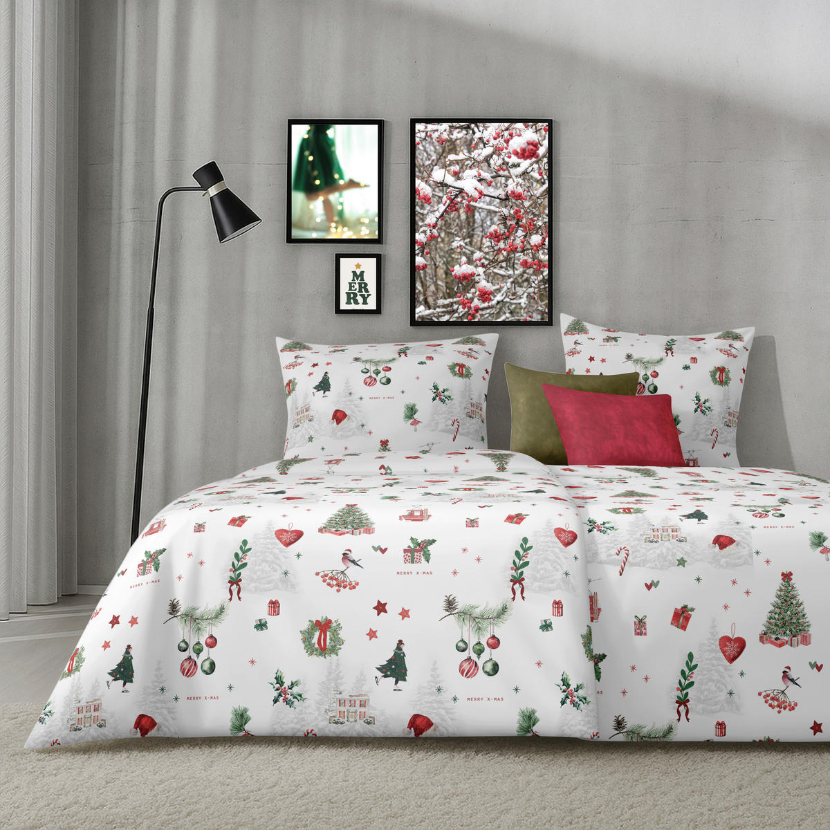 BETTWÄSCHE MAX Flanell 135/200 cm  - Waldgrün/Rot, Design, Textil (135/200cm) - Apelt