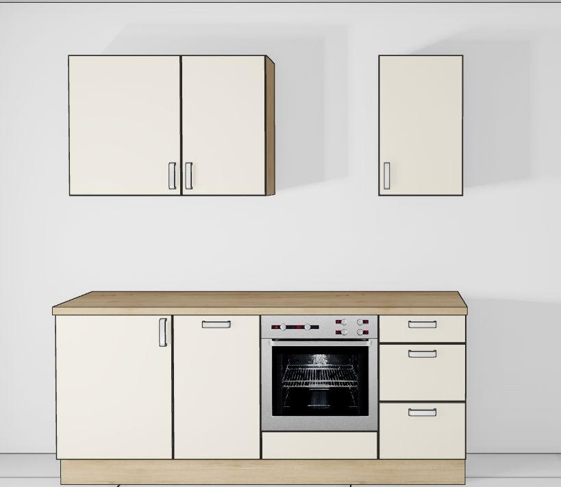 KUHINJSKI BLOK magnolija, divlji hrast - magnolija/siva, Design, drvni materijal/plastika (210cm)