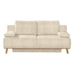 BOXSPRINGSOFA Carla Beige  inkl. Rückenkissen, Armlehnenkissen, Schlaffunktion, Rücken echt  - Beige, Design, Holz/Textil (203/97/107cm) - Dieter Knoll