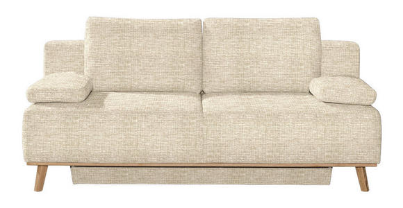 BOXSPRINGSOFA Carla Beige  inkl. Rückenkissen, Armlehnenkissen, Schlaffunktion, Rücken echt  - Beige, Design, Holz/Textil (203/97/107cm) - Dieter Knoll