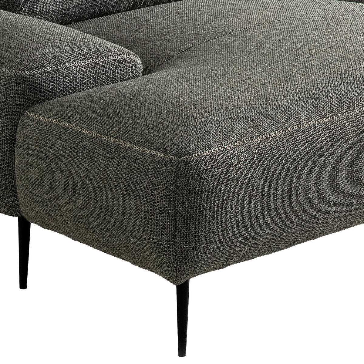 ECKSOFA in Flachgewebe Grau  - Beige/Schwarz, Design, Textil/Metall (162/344cm) - Designwerk