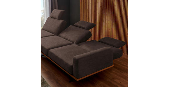 ECKSOFA in Flachgewebe Dunkelbraun  - Dunkelbraun/Schwarz, Natur, Holz/Textil (170/326cm) - Valnatura