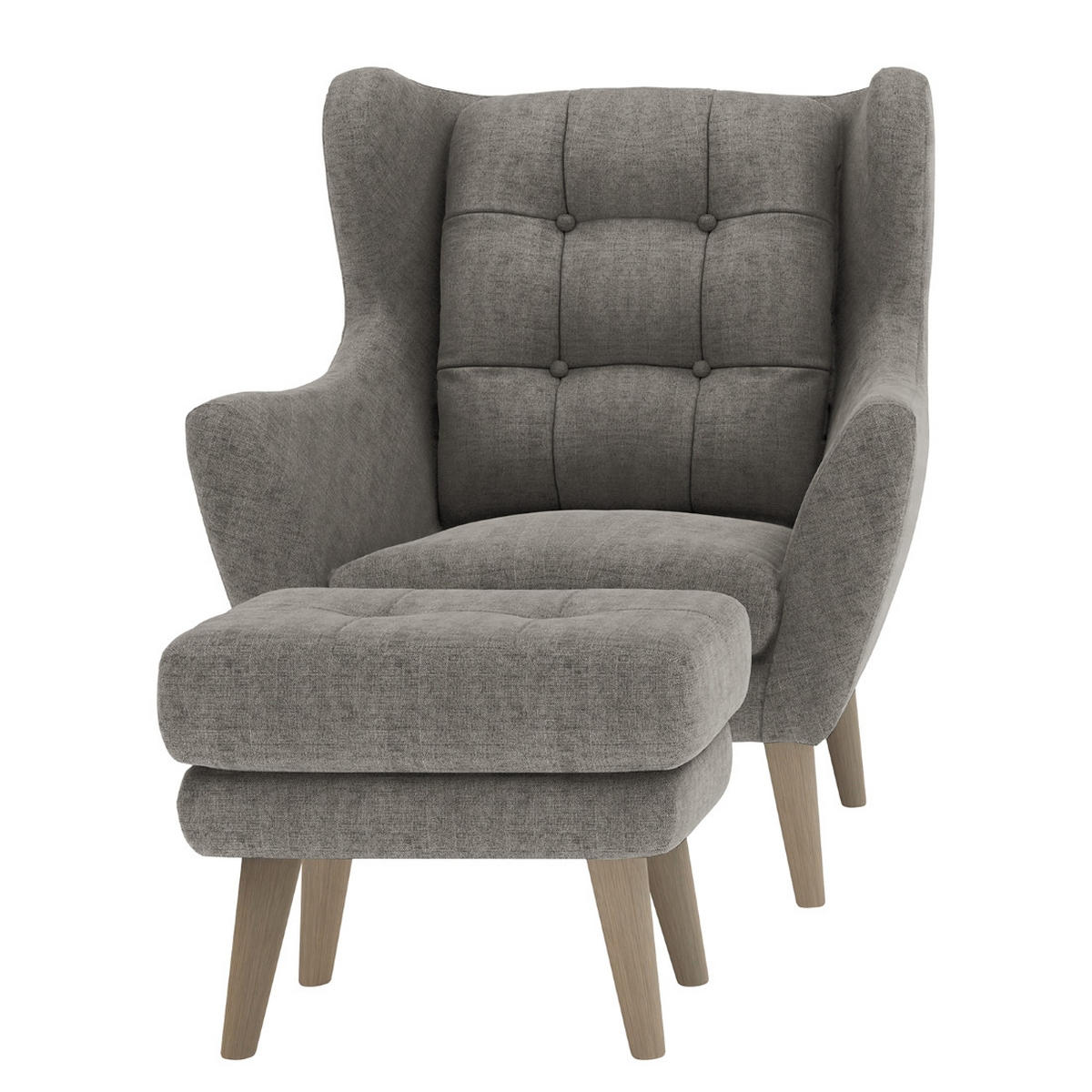 SESSELSET in Webstoff Dunkelgrau  - Eichefarben/Dunkelgrau, KONVENTIONELL, Holz/Textil (91/104/94cm) - Trendmanufaktur