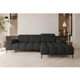 ECKSOFA Anthrazit Flachgewebe Rücken echt, Kopfteilverstellung, Sitztiefenverstellung  - Anthrazit/Schwarz, KONVENTIONELL, Kunststoff/Textil (273/171cm) - Carryhome