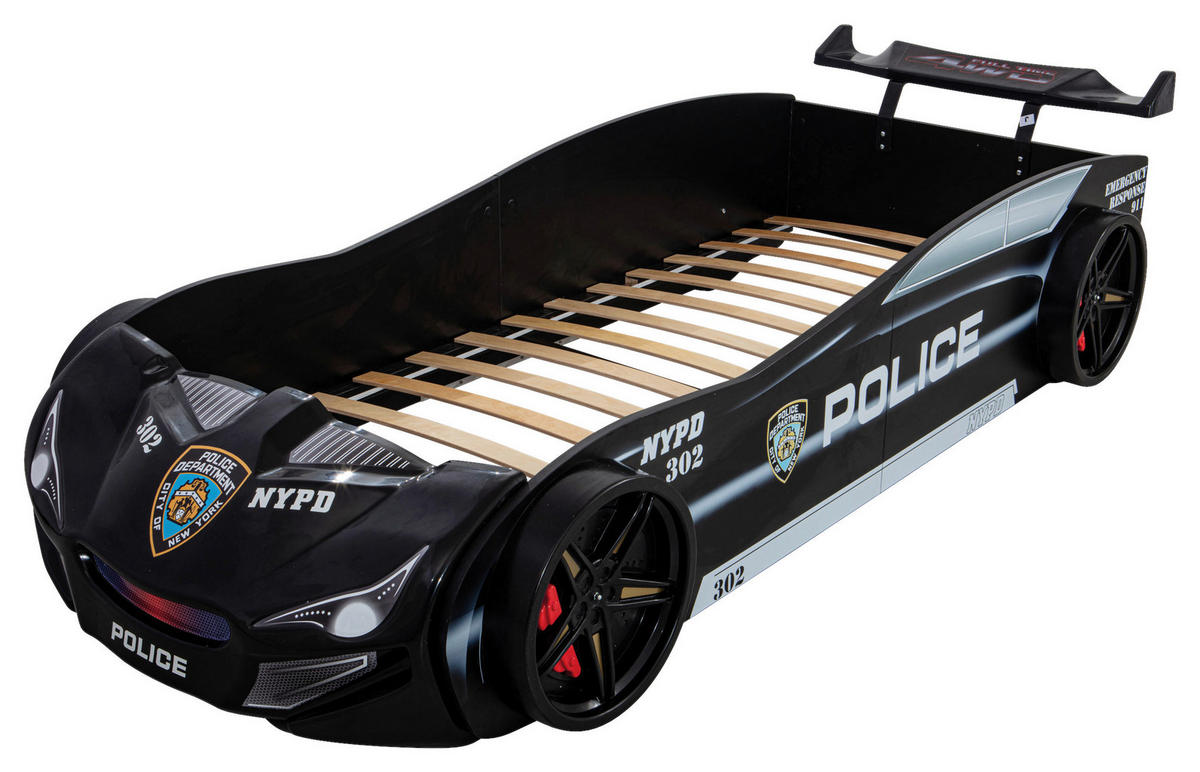 AUTOBETT 90/200 cm Schwarz  - Schwarz/Braun, KONVENTIONELL, Holz/Holzwerkstoff (90/200cm) - Xora