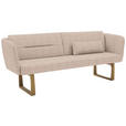 SITZBANK 224/91/69 cm Flachgewebe Greige massiv Holz  - Greige/Eichefarben, Design, Holz/Textil (224/91/69cm) - Valnatura
