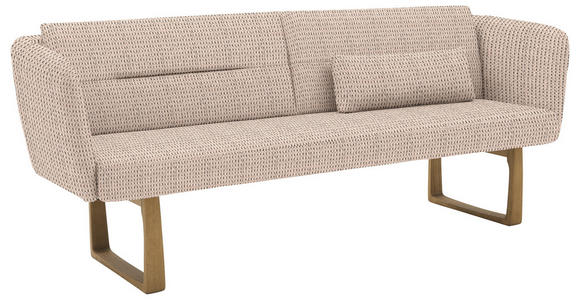 SITZBANK 224/91/69 cm Flachgewebe Greige massiv Holz  - Greige/Eichefarben, Design, Holz/Textil (224/91/69cm) - Valnatura