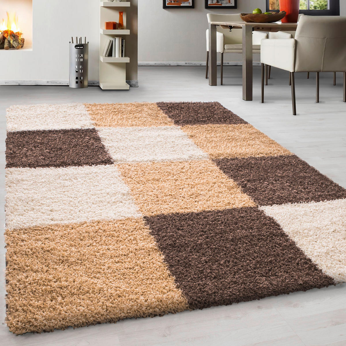 HOCHFLORTEPPICH 160/230 cm Life 1501 Braun, Weiß, Hellbraun  - Hellbraun/Braun, KONVENTIONELL, Textil (160/230cm) - Novel