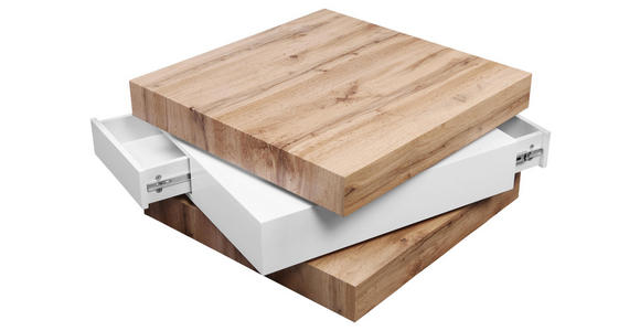 COUCHTISCH in Holzwerkstoff 70/70/38 cm - Eichefarben/Weiß, Design, Holzwerkstoff (70/70/38cm) - Xora