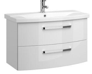 MOSDÓ ALSÓSZEKRÉNY 80/49,2/43 cm  - króm/magasfényű fehér, Basics, faalapú anyag (80/49,2/43cm) - Sadena