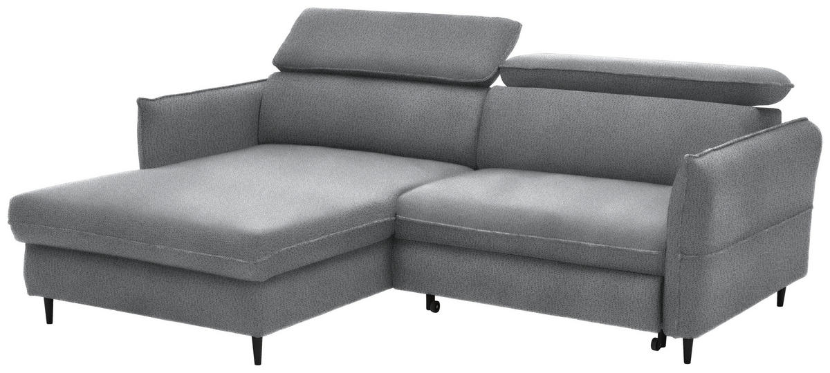 ECKSOFA in Flachgewebe Hellgrau  - Hellgrau/Schwarz, Design, Holz/Textil (185/232cm) - Stylife