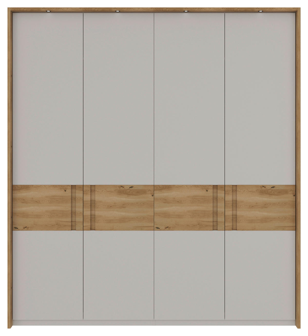 OMARA S KLASIČNIMI VRATI, masivno hrast barve hrasta, svetlo siva  - barve hrasta/svetlo siva, Moderno, leseni material/les (201,2/225/60cm) - Dieter Knoll