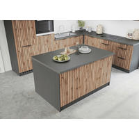 KÜCHENINSEL   in Graphitfarben, Eiche Wotan  - Schieferfarben/Eiche Wotan, Basics, Holzwerkstoff/Metall (153/86/101cm) - Held