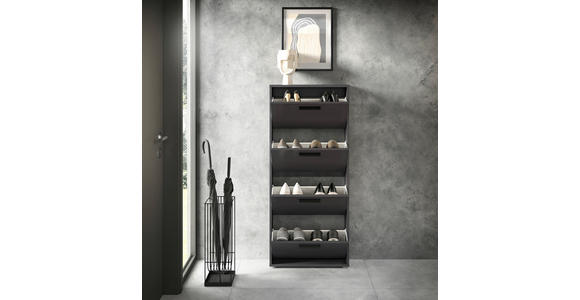 SCHUHKIPPER - Anthrazit/Schwarz, Design, Holzwerkstoff/Kunststoff (59/136cm) - Carryhome
