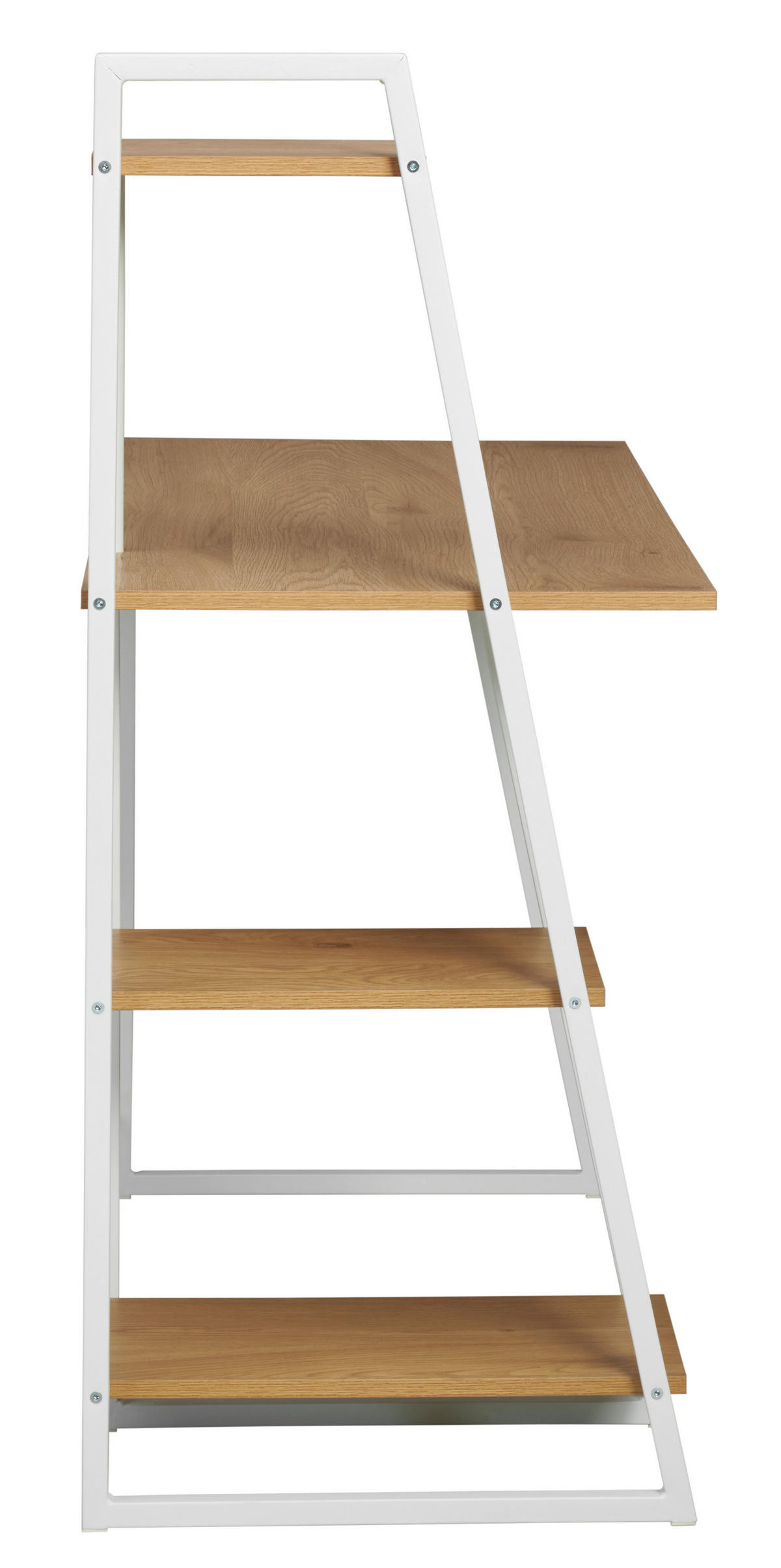 PISALNA MIZA kovina, leseni material bela, barve hrasta  - barve hrasta/bela, Moderno, kovina/leseni material (102/117/50cm) - MID.YOU