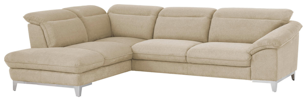 ECKSOFA in Chenille Beige  - Chromfarben/Beige, Design, Textil/Metall (232/293cm) - Livetastic