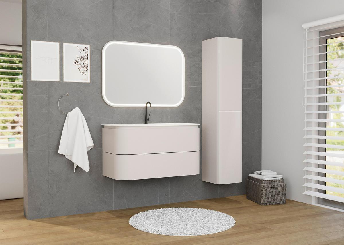 ELEMENT S UMIVAONIKOM  bijela  - bijela/kašmir, Moderno, kamen/drvni materijal (100/52/46cm)