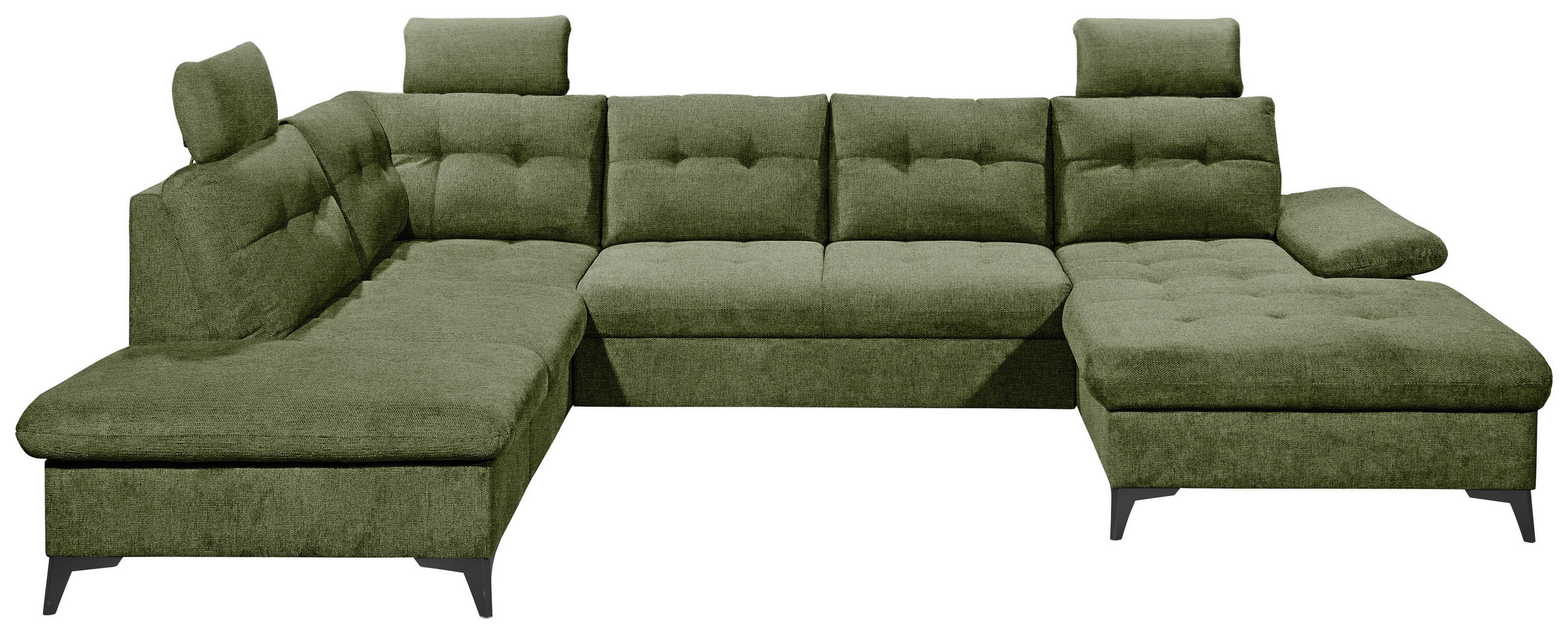 SJEDEĆA GARNITURA tekstil  maslinasto zelena   - maslinasto zelena/crna, Konvencionalno, tekstil/plastika (218/324/170cm) - MID.YOU