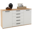 SIDEBOARD Balkeneiche furniert Weiß, Eichefarben Einlegeböden  - Eichefarben/Anthrazit, Design, Holz/Holzwerkstoff (151/82,2/46cm) - Dieter Knoll