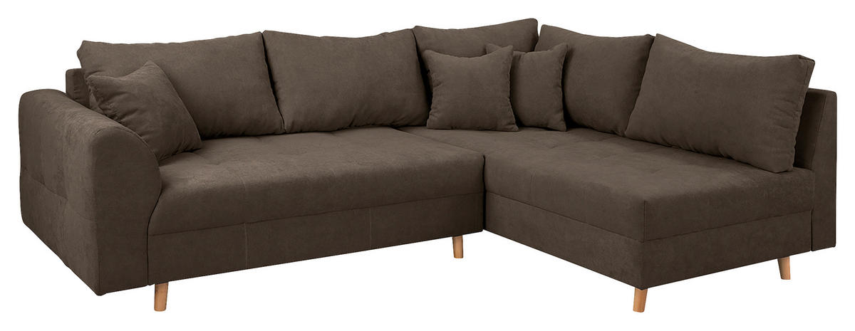 ECKSOFA inkl. Hocker Ariella Braun Mikrofaser  - Naturfarben/Braun, Design, Holz/Textil (161/231cm) - Livetastic