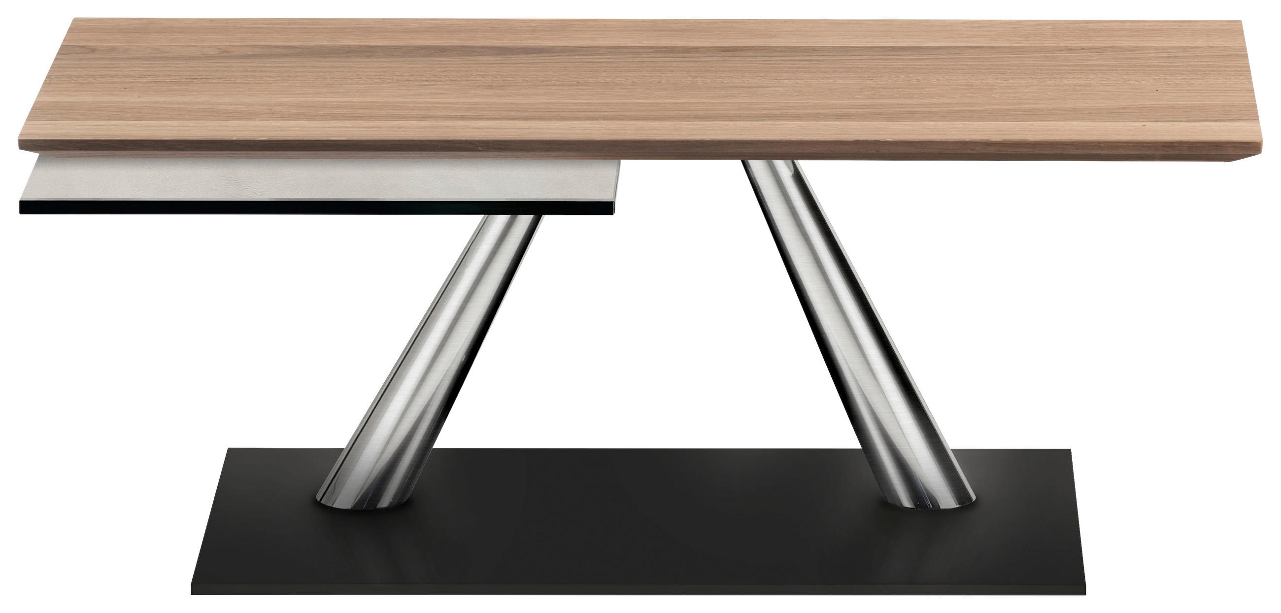 COUCHTISCH Holz, Metall, Keramik 96-142/56/40 cm  - Eichefarben/Schwarz, Design, Glas/Holz (96-142/56/40cm) - Naos