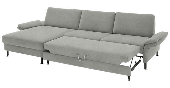 ECKSOFA  in Chenille, Flachgewebe Silberfarben  175/316 cm  - Silberfarben/Schwarz, Design, Textil/Metall (175/316cm) - Dieter Knoll