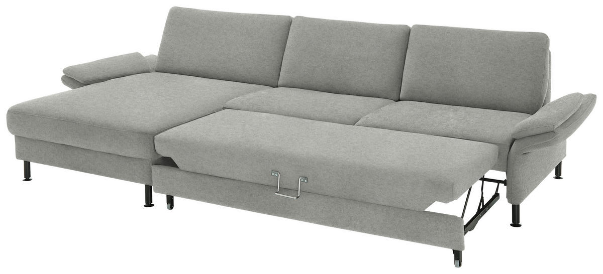 ECKSOFA  in Chenille, Flachgewebe Silberfarben  175/316 cm  - Silberfarben/Schwarz, Design, Textil/Metall (175/316cm) - Dieter Knoll